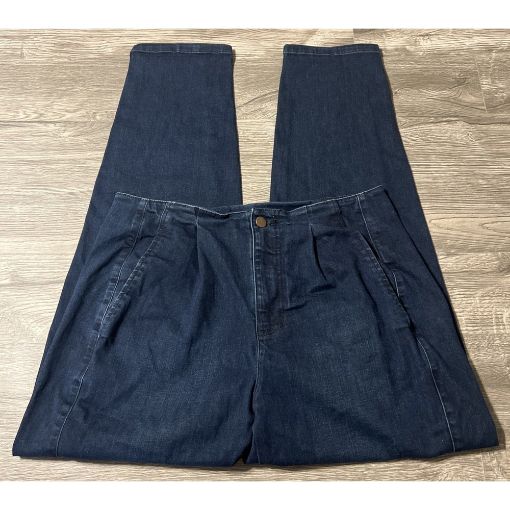 Eileen Fisher Organic Cotton Stretch HighRise Tapered DarkWash Jean SZ 8 (31x28) - Picture 2 of 12